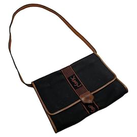 Sac à main en coton noir Yves Saint Laurent