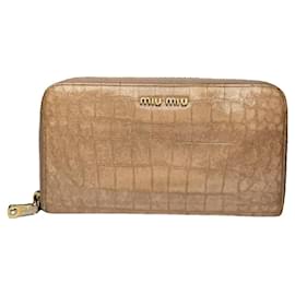 Portafoglio in pelle marrone Miu Miu