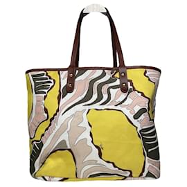 Borsa a mano in cotone giallo Emilio Pucci