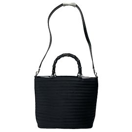 Gucci Diana Bamboo schwarze Polyester-Handtasche