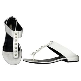 Sandalo in pelle verniciata bianca Balenciaga