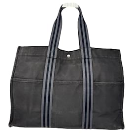 Borsa da viaggio in cotone nero Hermès