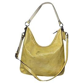 Coach Hamilton Hobo Handtasche aus gelbem Lackleder