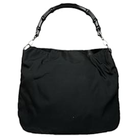 Borsa a tracolla convertibile Gucci Bamboo in poliestere nero