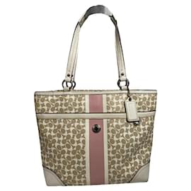 Coach Signature Sufflette Beiger Lederhandtasche