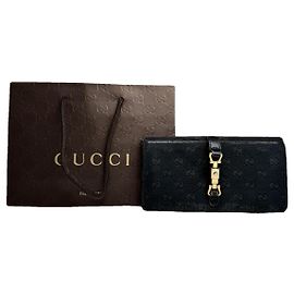 Portafoglio in cotone nero Gucci Zumi