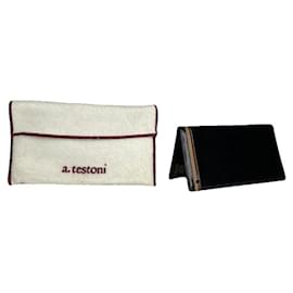 Borsa in pelle verniciata nera A. Testoni