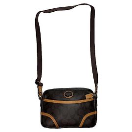 Borsa a mano in pelle marrone Sufflette Signature di Coach