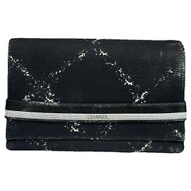 Chanel Cambon Black Cotton Wallet