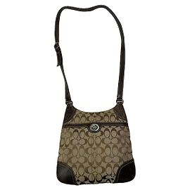 Beige Lederhandtasche Sufflette Signature von Coach