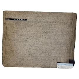 Borsa a mano in cotone beige di Prada
