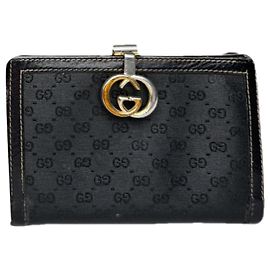 Portafoglio in pelle nera Gucci Marmont