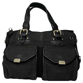 Borsa a mano in cotone nero Chloé Aurore