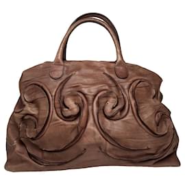 Bolso de cuero marrón sin firma - Autre Marque