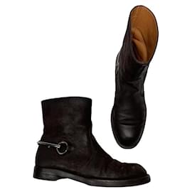 Bottines en cuir marron Gucci