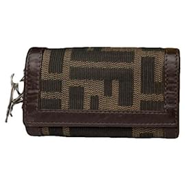 Borsa in cotone marrone Fendi Baguette