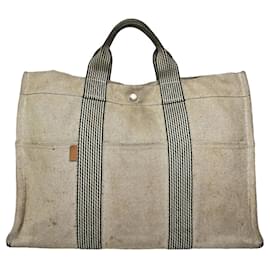 Borsa a mano in cotone beige di Hermès