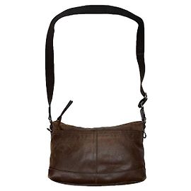 Borsa a mano in pelle marrone Sufflette Signature di Coach