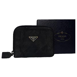 Billetera de algodón negro Prada Tessuto