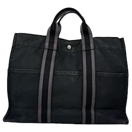 Borsa a mano in cotone nero Hermès