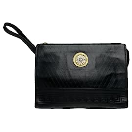Schwarze Leder-Clutch von Gianni Versace