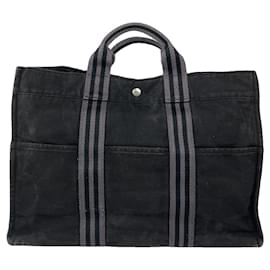 Borsa a mano in cotone nero Hermès