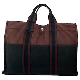 Borsa a mano in cotone nero Hermès