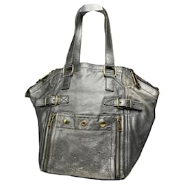 Sac à main en cuir argenté Yves Saint Laurent