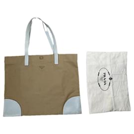 Borsa a mano in cotone marrone Prada Galleria