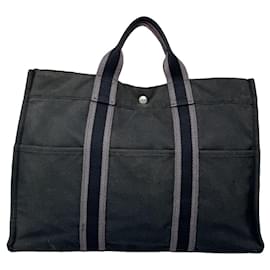 Borsa a mano in cotone nero Hermès