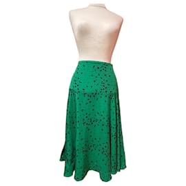 Falda Kenzo de seda negra y verde