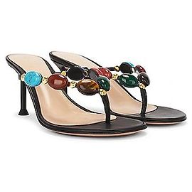 Mules Shanti Thong Gianvito Rossi Pelliccia Nera 38