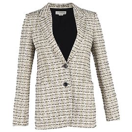 Einreiher-Blazer aus beigem Baumwolltweed von Victoria Beckham