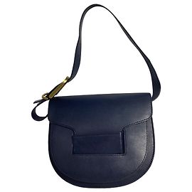 Bolsa de ombro com aba Tory Burch em couro azul marinho
