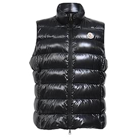 Moncler Ghany gesteppte glänzende Shell-Daunenweste aus schwarner Polyamid