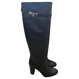 Hermès Story Stiefel aus schwarzem Leder