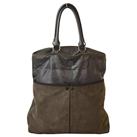 Sac à main tote Moncler en cuir et suède gris