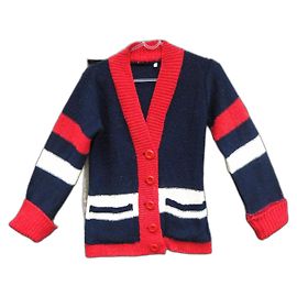 Autre Marque Weste aus Wolle rot und marineblau