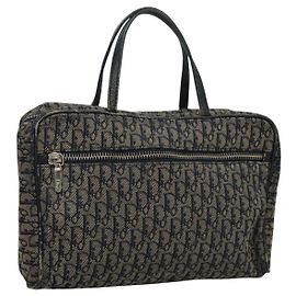 Borsa a mano in tela Trotter Christian Dior blu Auth 112936