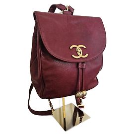Chanel Rucksack aus bordeauxrotem Leder