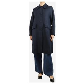 Autre Marque Manteau en lin effiloché bleu marine - taille UK 8