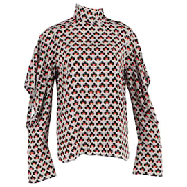 Top a collo alto con ritagli stampato Marni in seta multicolore