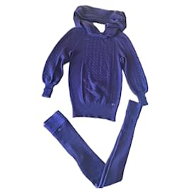 Chanel Set aus Kaschmir und Seide Lila