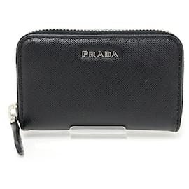 Prada Schlüsselhalter aus schwarzem Saffiano-Leder