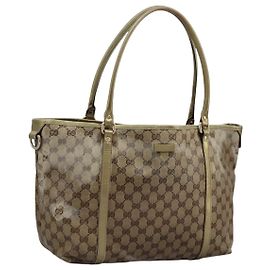 Bolsa de Ombro GG Crystal Gucci Bege 197953 Auth 112921
