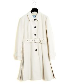 Prada 2016 Abrigo FR42 Ecru Gabardina Trench Coat Cinturón Mackintosh UK14 US12
