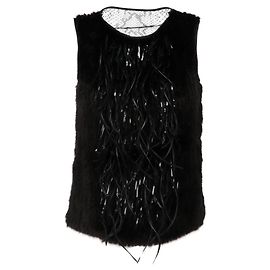 Ärmelloses Top aus schwarzem Nerz und Spitze von Gucci - 2000er
