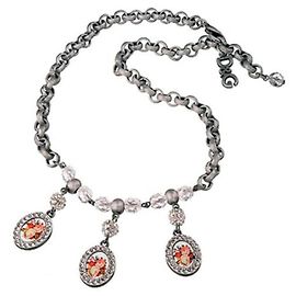Rara collana vintage DOLCE & GABBANA in acciaio brunito con tre cammei nuova argento