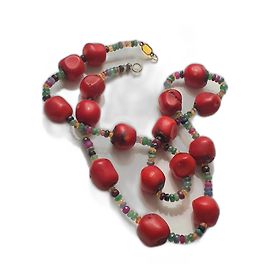 Autre Marque Vintage-Korallen- und Edelsteinkette