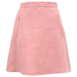 Falda Mini A-Line Valentino Garavani en lino rosa